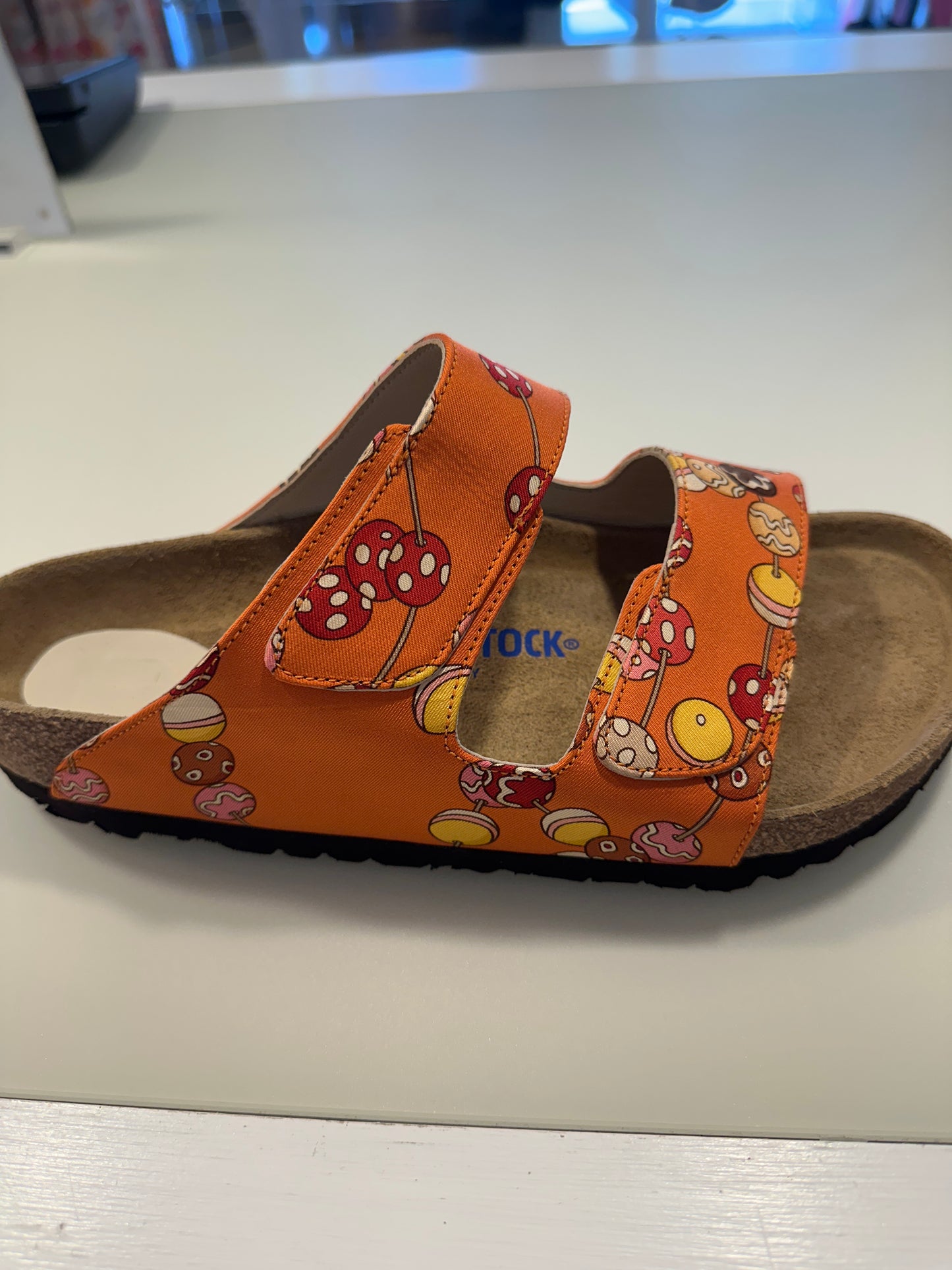 Artisan Made up-cycle designer silk scarf Birkenstocks.