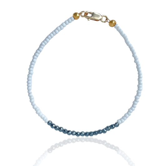 R.W. Hematite + white bead bracelet