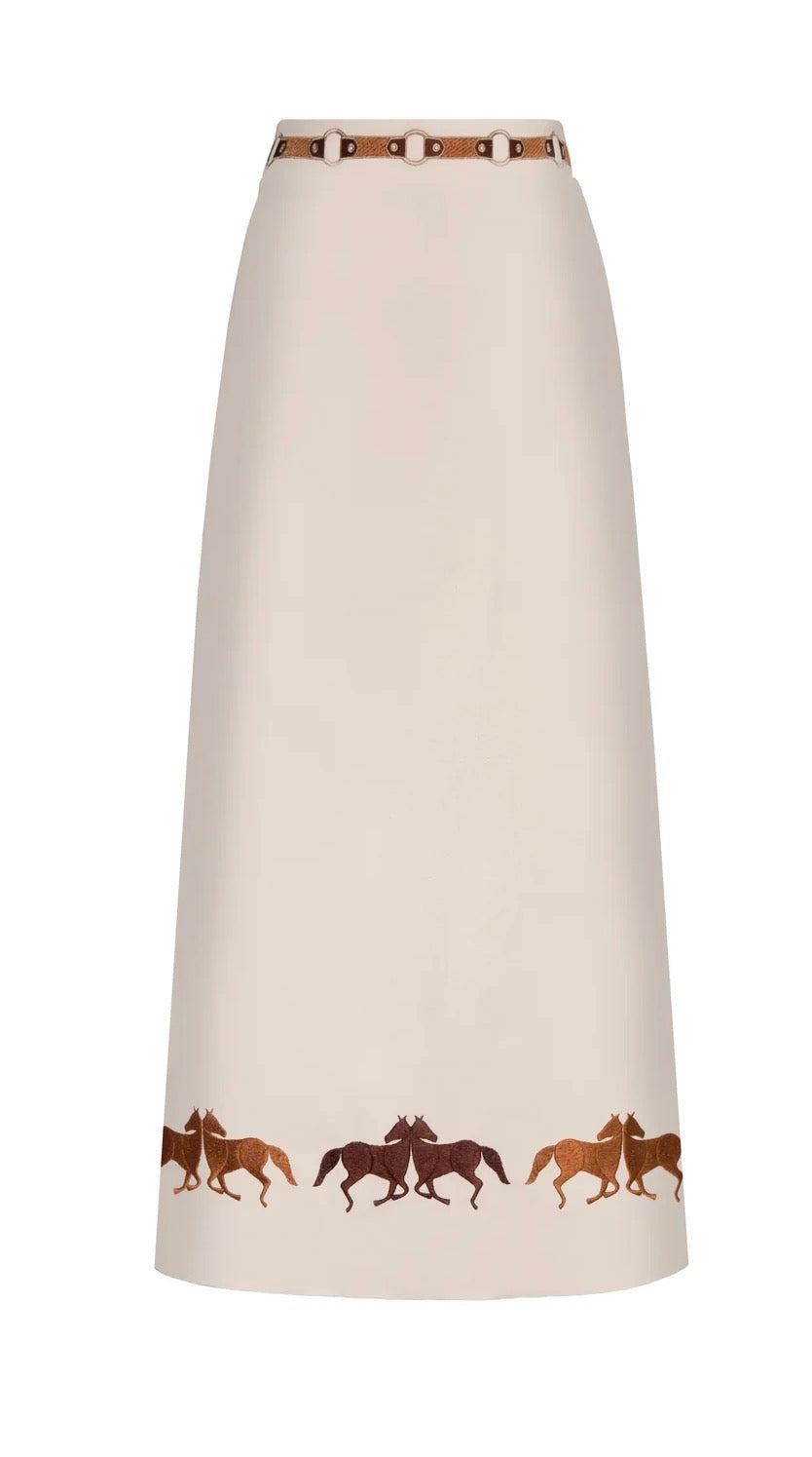 Juan de Dios El Carmen Embroidered Midi Skirt