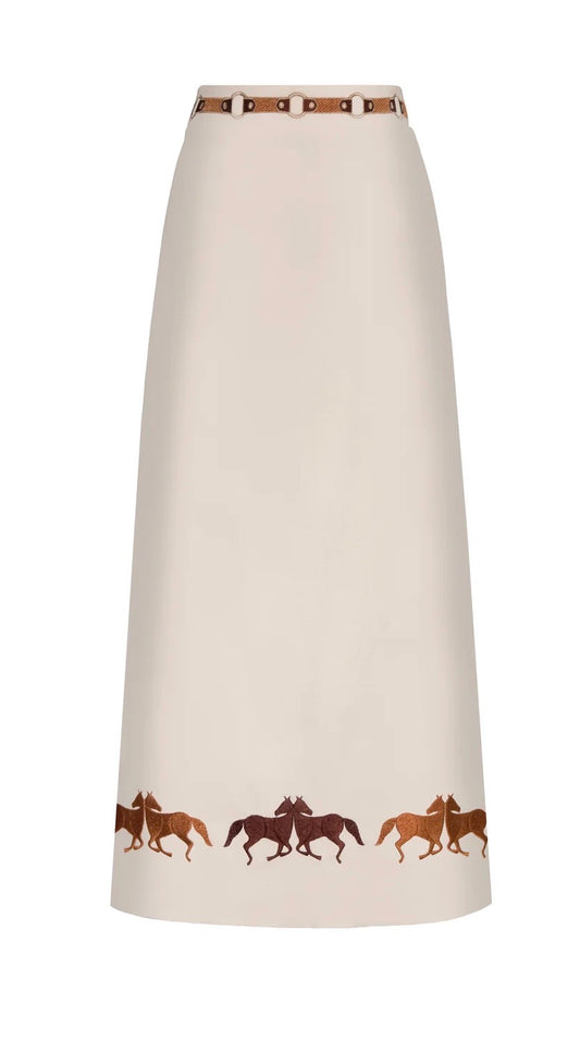 Juan de Dios El Carmen Embroidered Midi Skirt