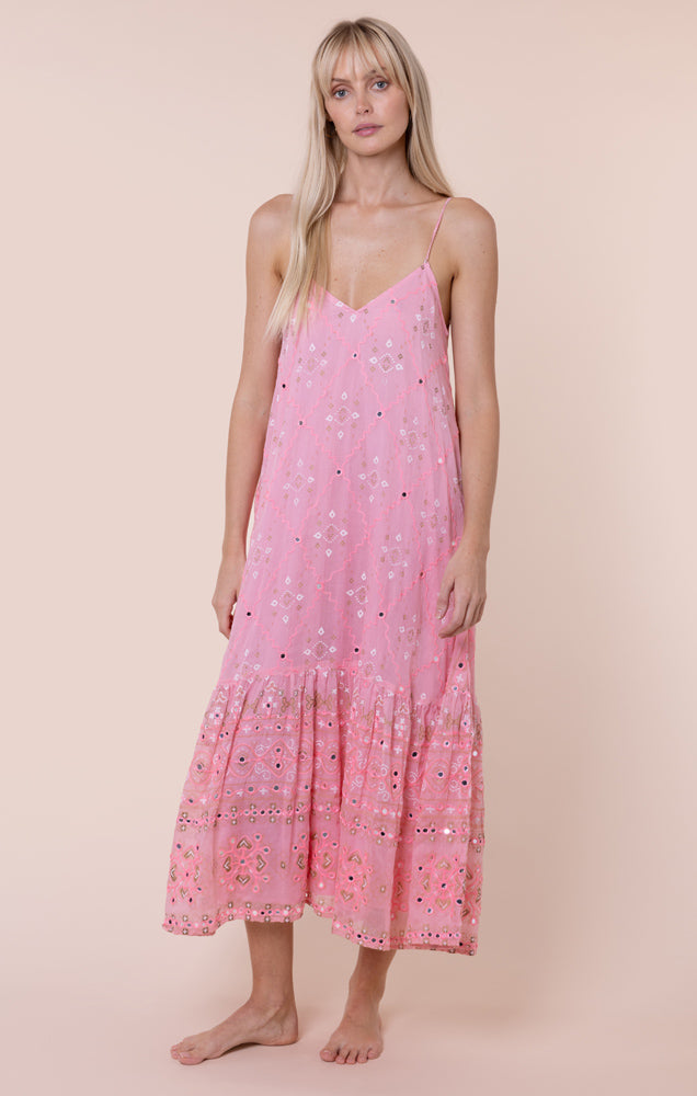 Juliet Dunn Mosaic Print V-Neck Midi Dress