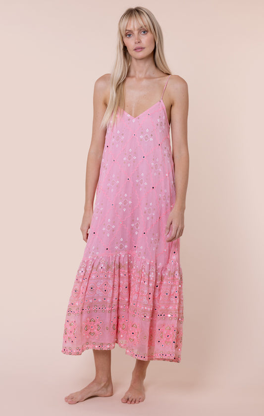 Juliet Dunn Mosaic Print V-Neck Midi Dress