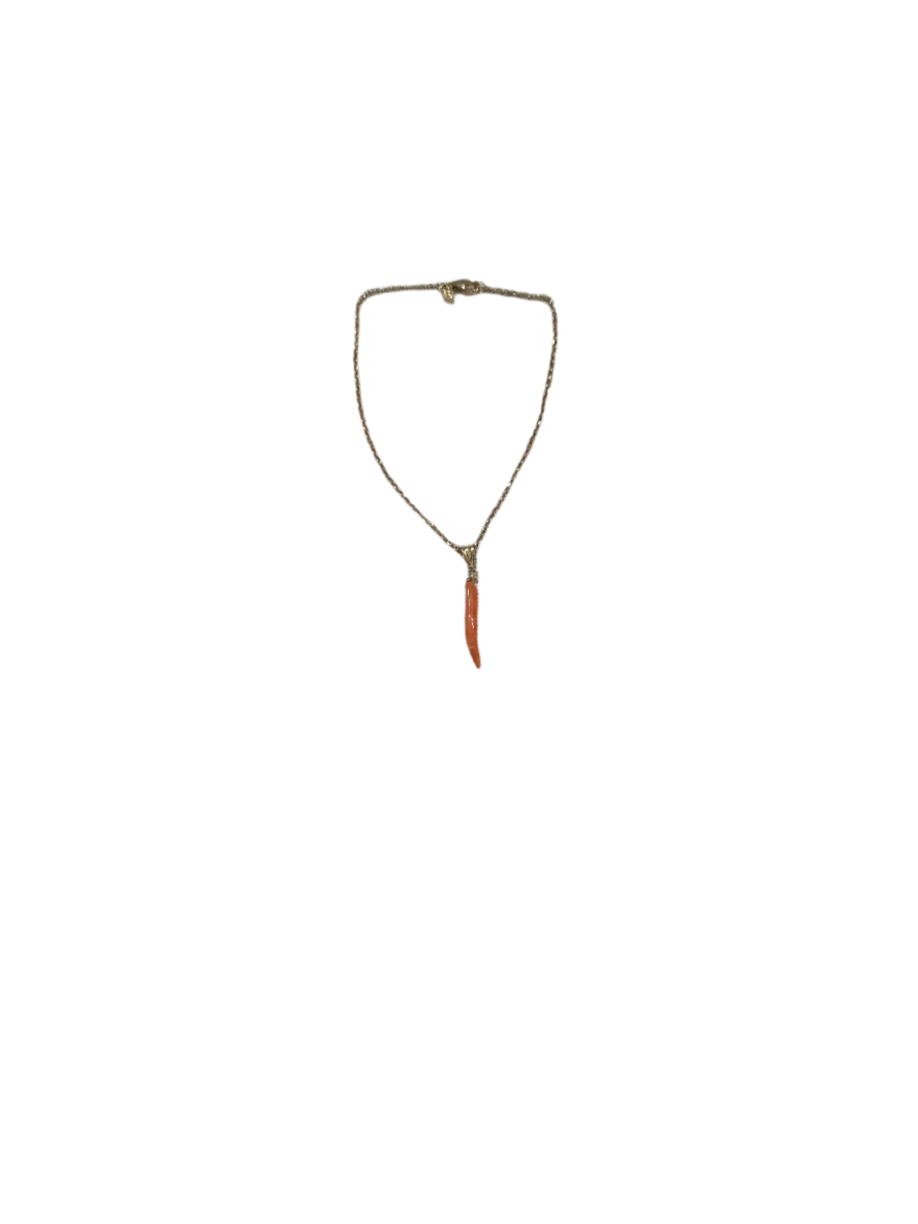 Theas Collection- 18 Karat Gold Baby Cable Chain Bracelet with Coral Horn-