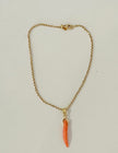 Theas Collection- 18 Karat Gold Baby Cable Chain Bracelet with Coral Horn-