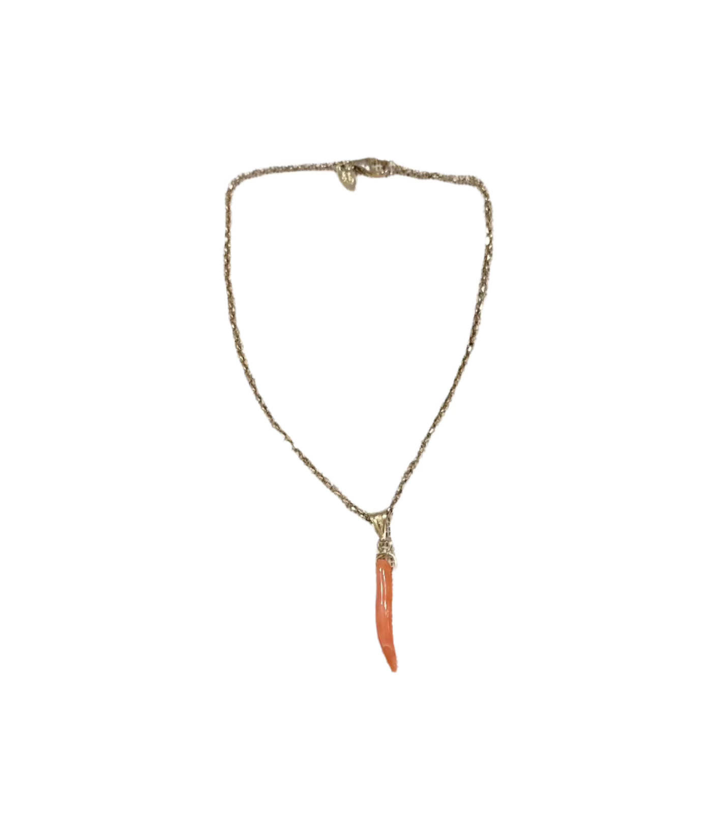 Theas Collection- 18 Karat Gold Baby Cable Chain Bracelet with Coral Horn-