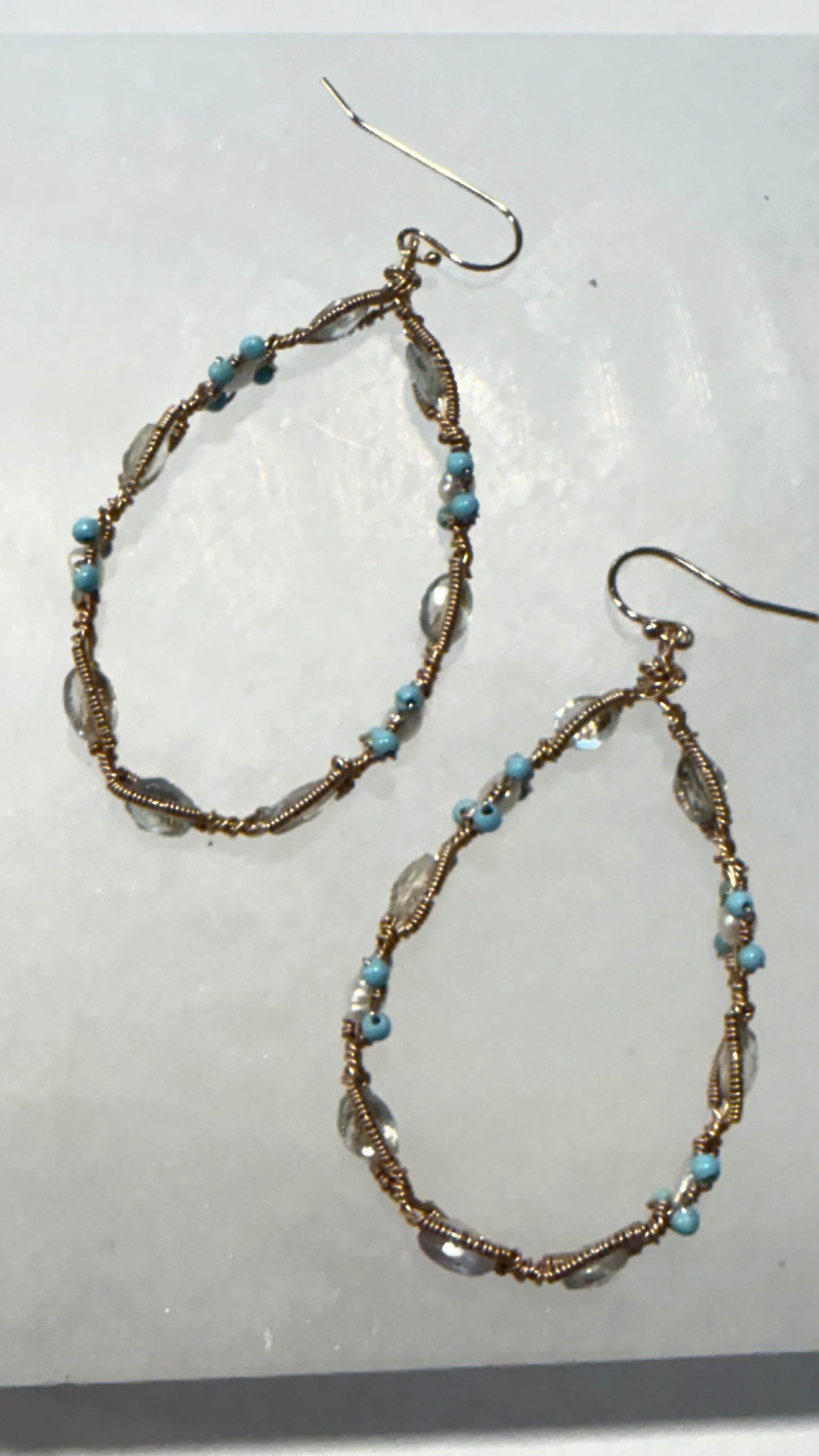 Raphaela Pasquilina Turquoise,Fresh water pearls, aquamarine gemstone earrings