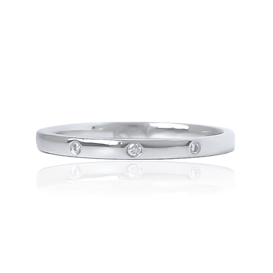 14 Karat White Gold Burnished Trio Band Ring-RW