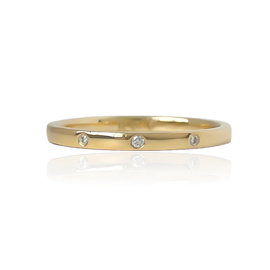 14Kt Yellow Gold Burnished Trio Band Ring-RW