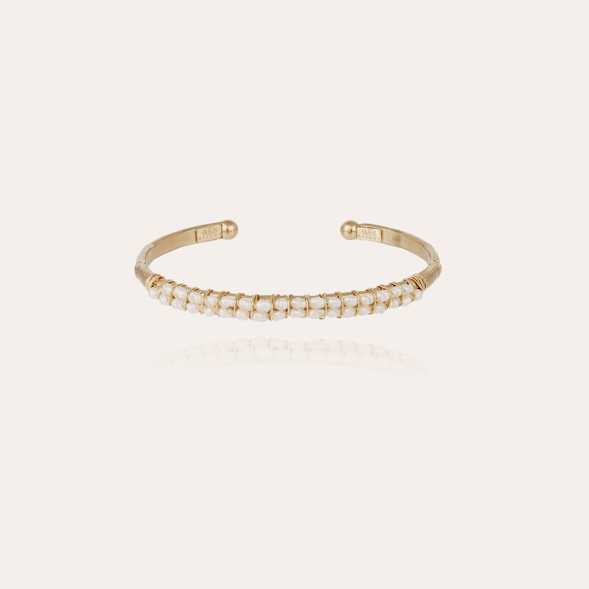 Gas Bijoux Lyre bangle large size - White Mother-of-pearl