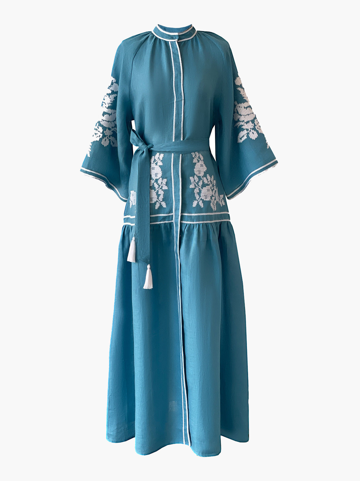 De Castro Swan Dress in Turquoise