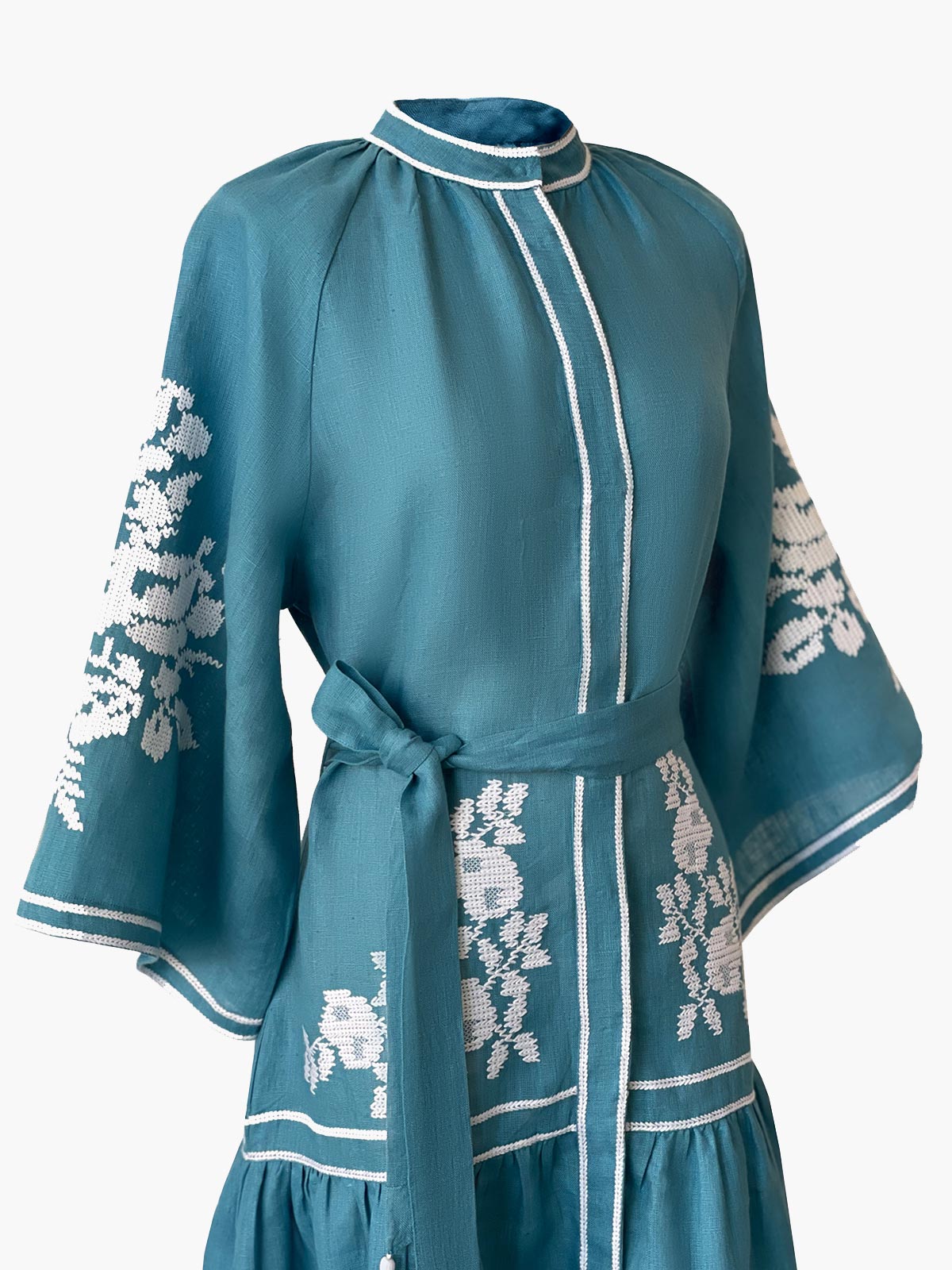 De Castro Swan Dress in Turquoise
