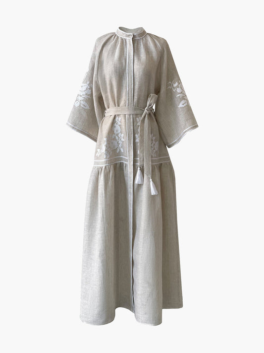 De Castro Swan Dress in Tan