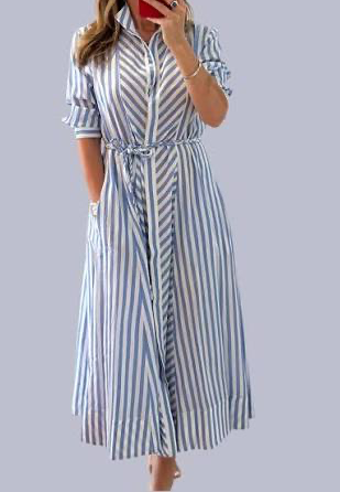 Seema Kahai Nautical Nila Dress Striped Blue 2