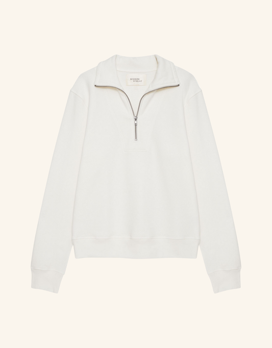 Maison Wheat Oxford Quarter Zip Sweatshirt