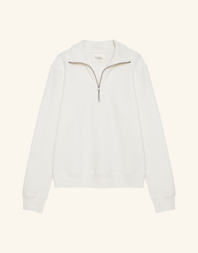 Maison Wheat Oxford Quarter Zip Sweatshirt