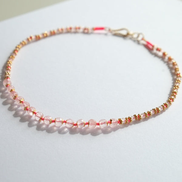Clara Forno Risha Neon Necklace in Rose Quartz
