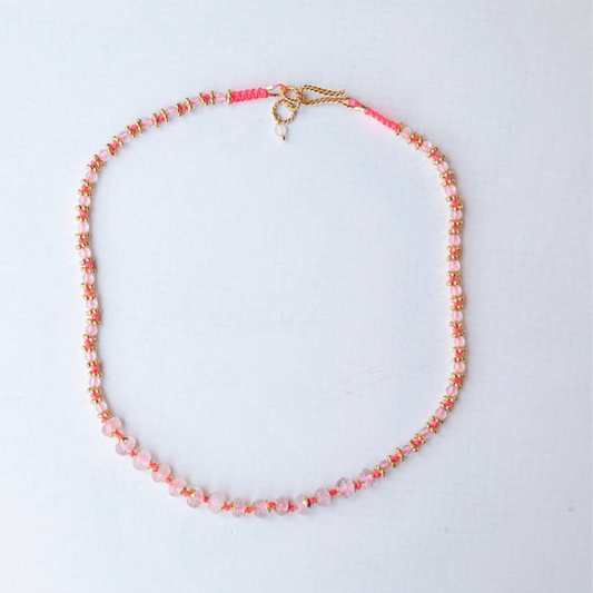 Clara Forno Risha Neon Necklace in Rose Quartz