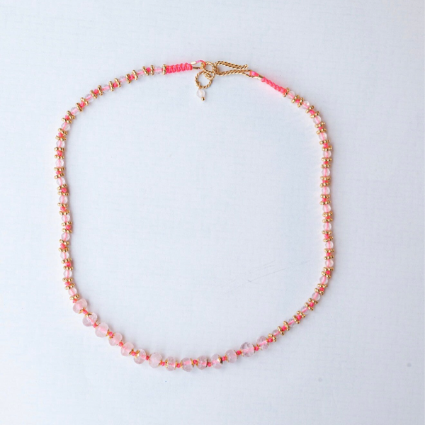 Clara Forno Risha Neon Necklace in Rose Quartz