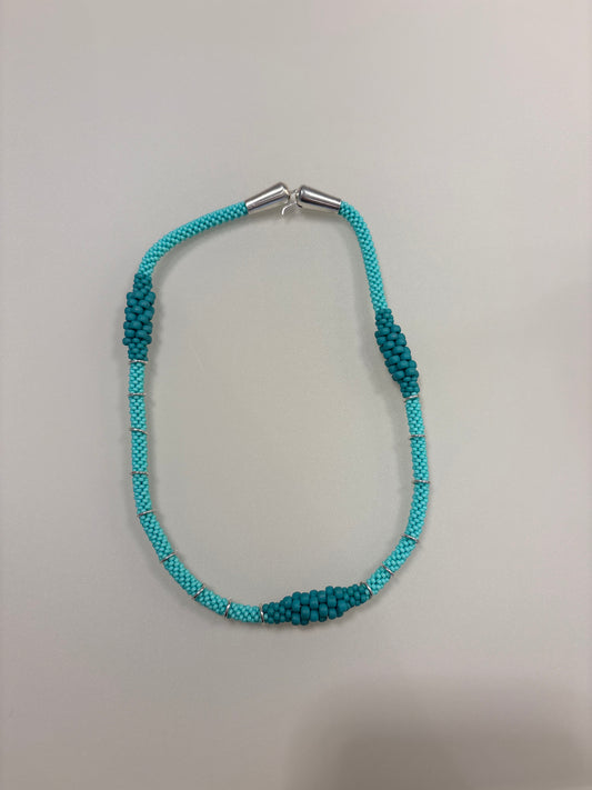 Claudia Fajardo Short Woven Necklace Turquoise