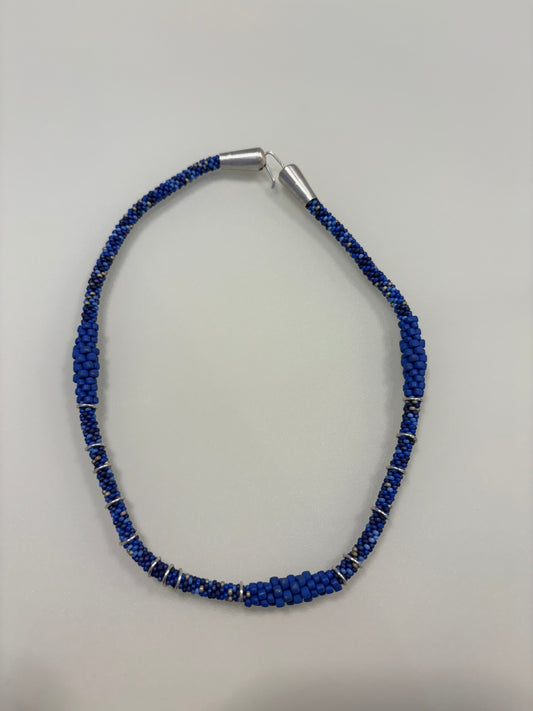Claudia Fajardo Short Woven Necklace-Blue
