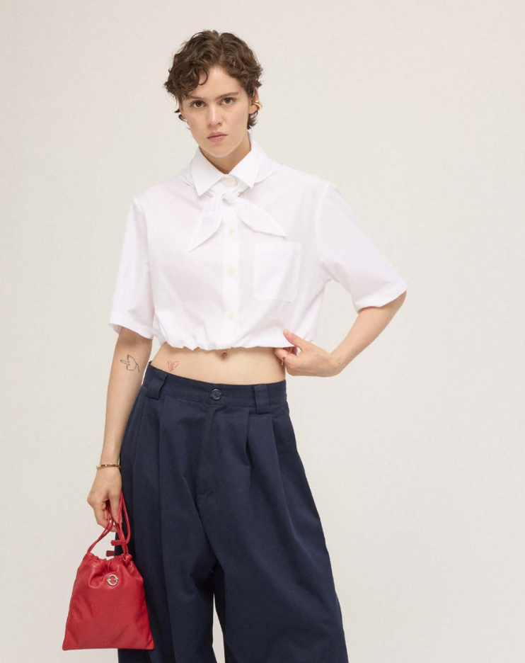 Ottad’Ame white Poplin Crop Top