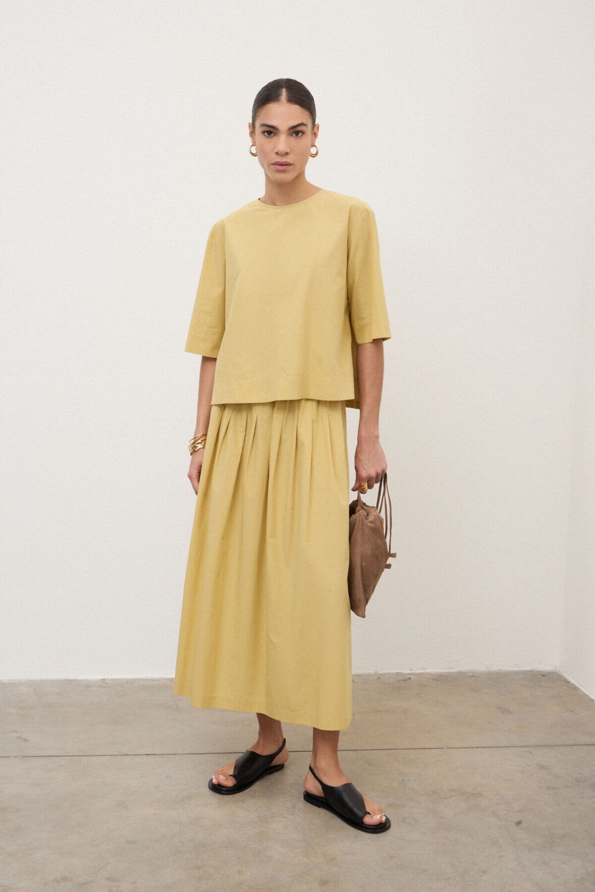 OTTOD'AME Pleated poplin skirt