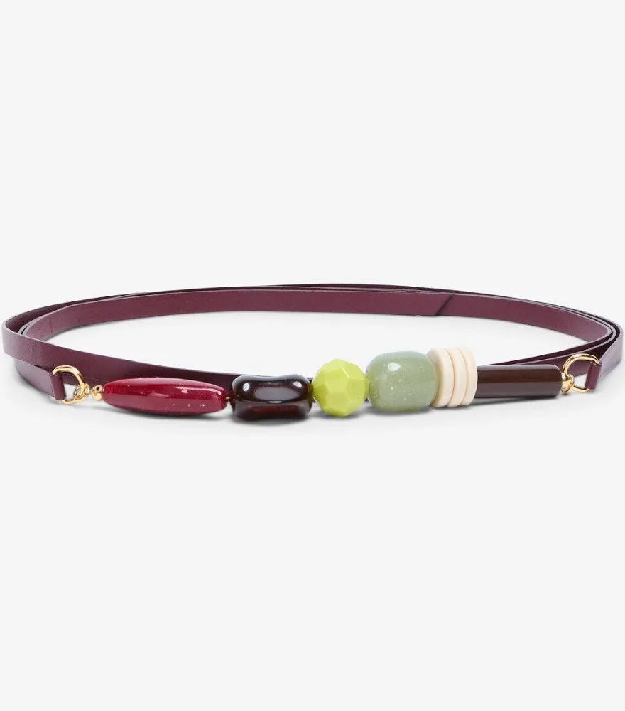 Ottod'Ame Leather Wrap Belt with Stone Details