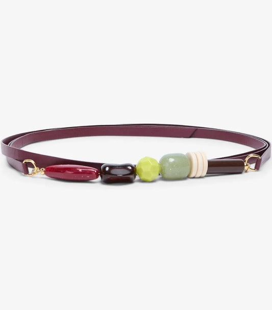 Ottod'Ame Leather Wrap Belt with Stone Details