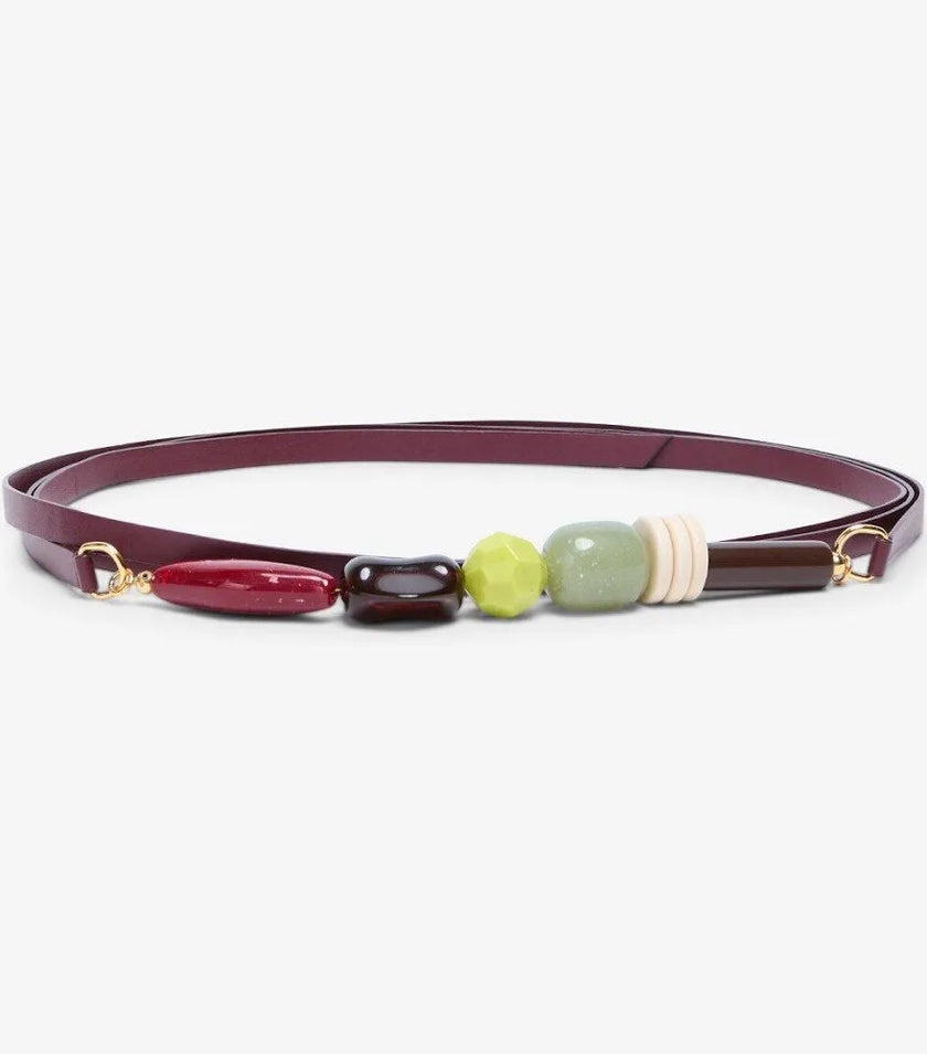 Ottod'Ame Leather Wrap Belt with Stone Details
