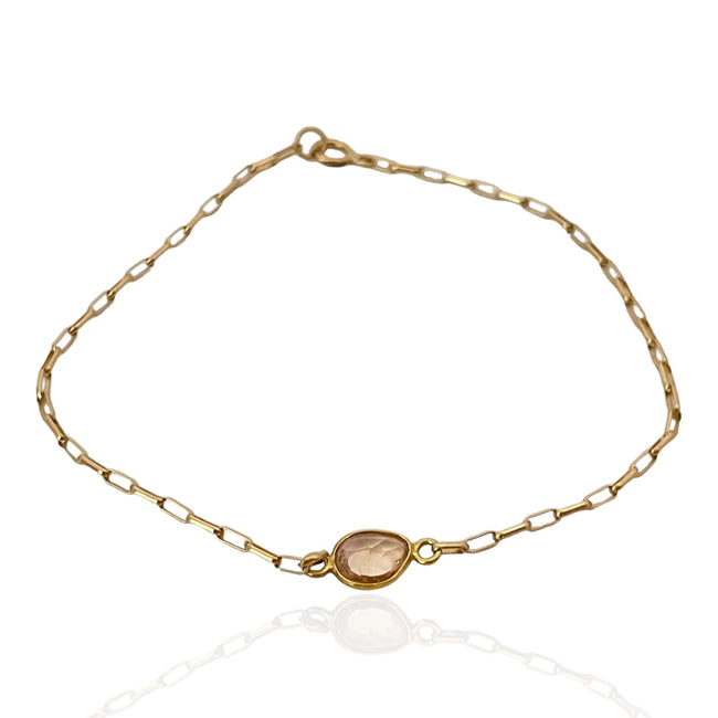 R.W. Bella Gold Bracelet with Peach Sapphire  Stone