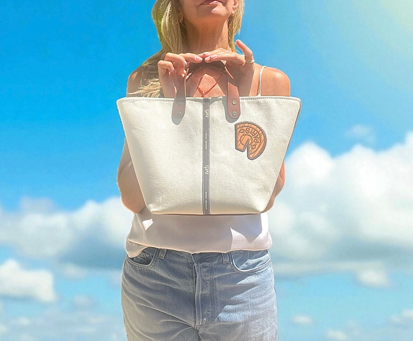 Repurposed Petite Garment Bag custom patch Shopper