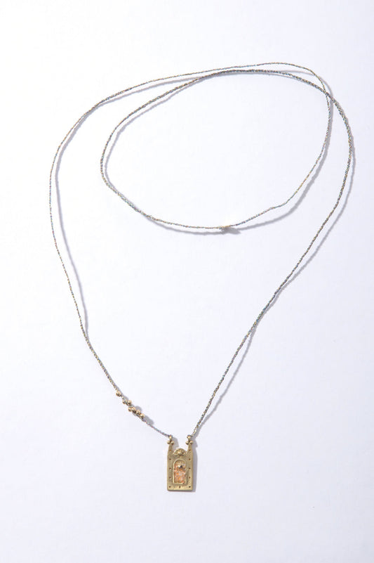 iLD Phoenix Metallic Braided Lurex Necklace -light blue