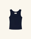 Maison Wheat Franklin Tank Top in Navy