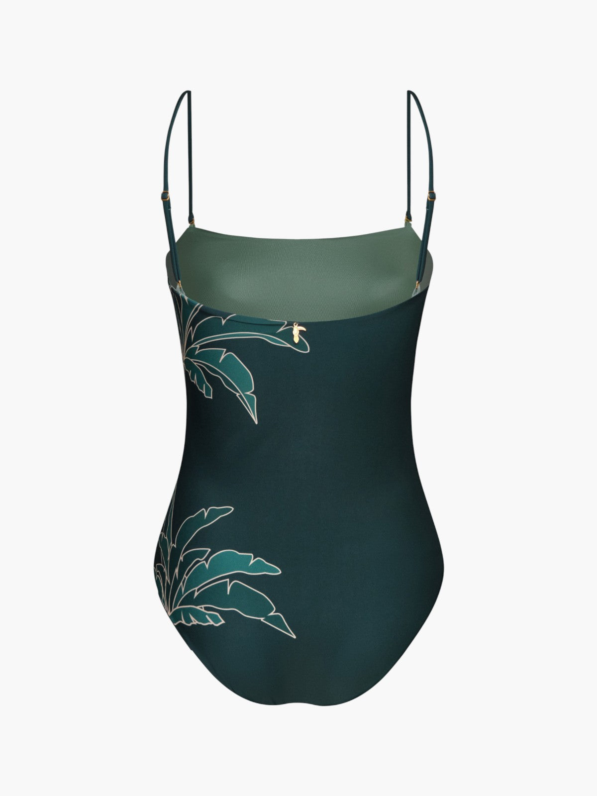 Juan De Dios Esteros Hand Embroidered One Piece Swimsuit Aquamarine Palms