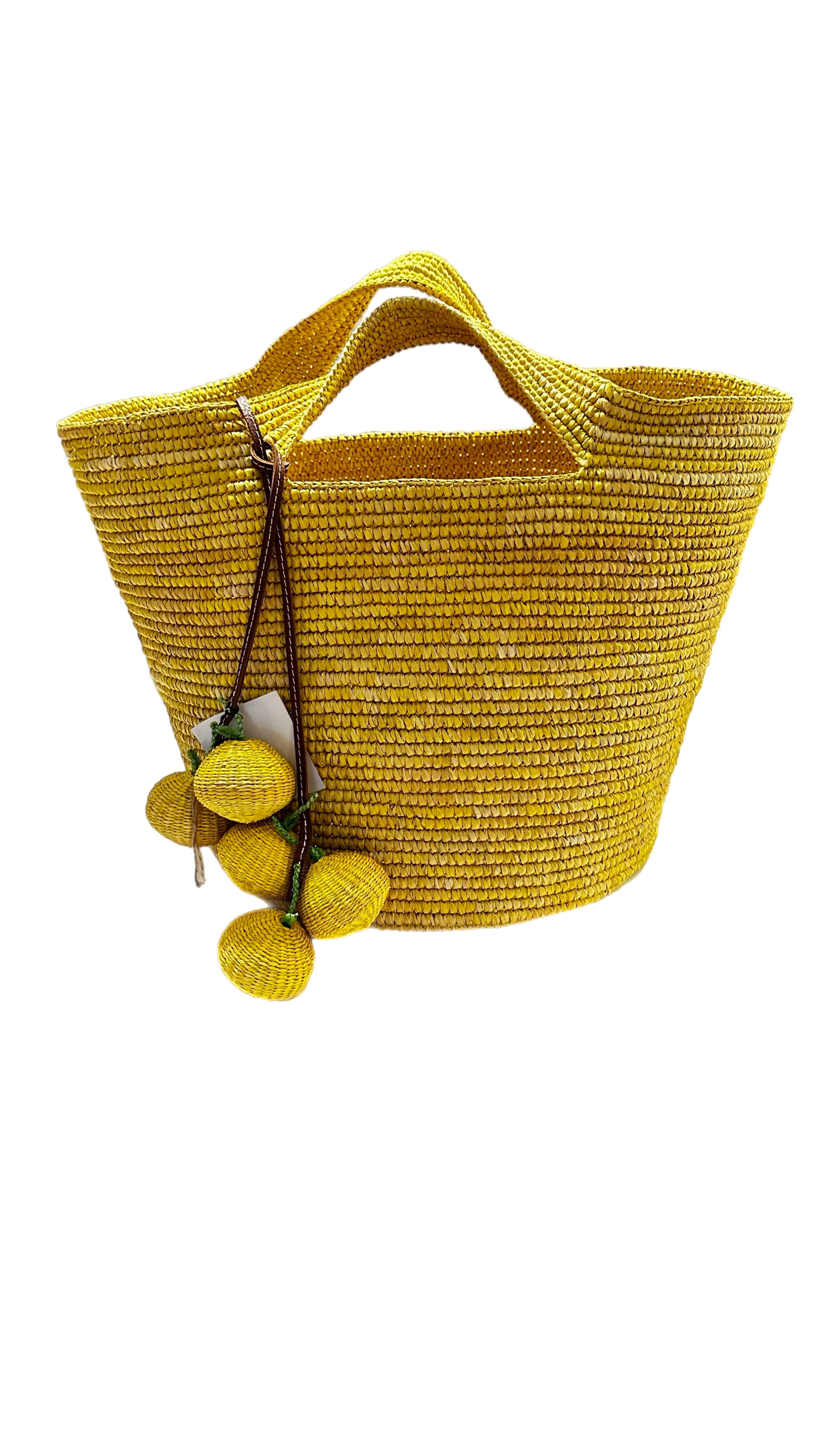 Sensi “Bolso Playero” soft woven straw carryall with Fruit Charm