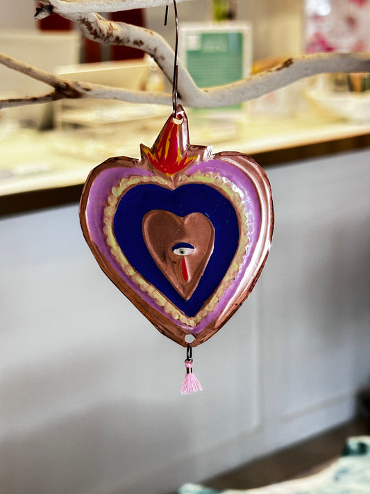 Hand Painted Metal Ornament with evil eye #6