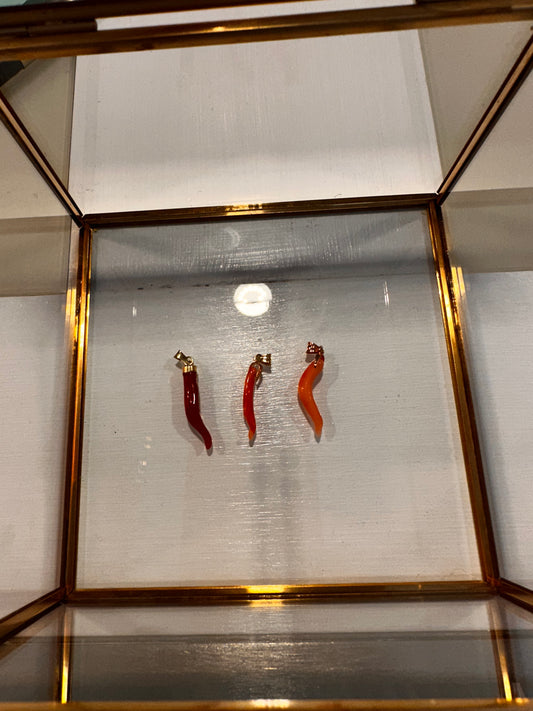 Natural Mediterranean 18K Coral Horn Charm