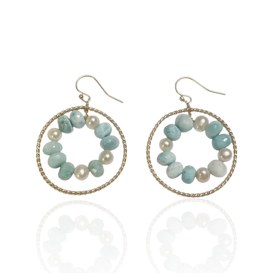 Larimar & Pearl Earrings RW