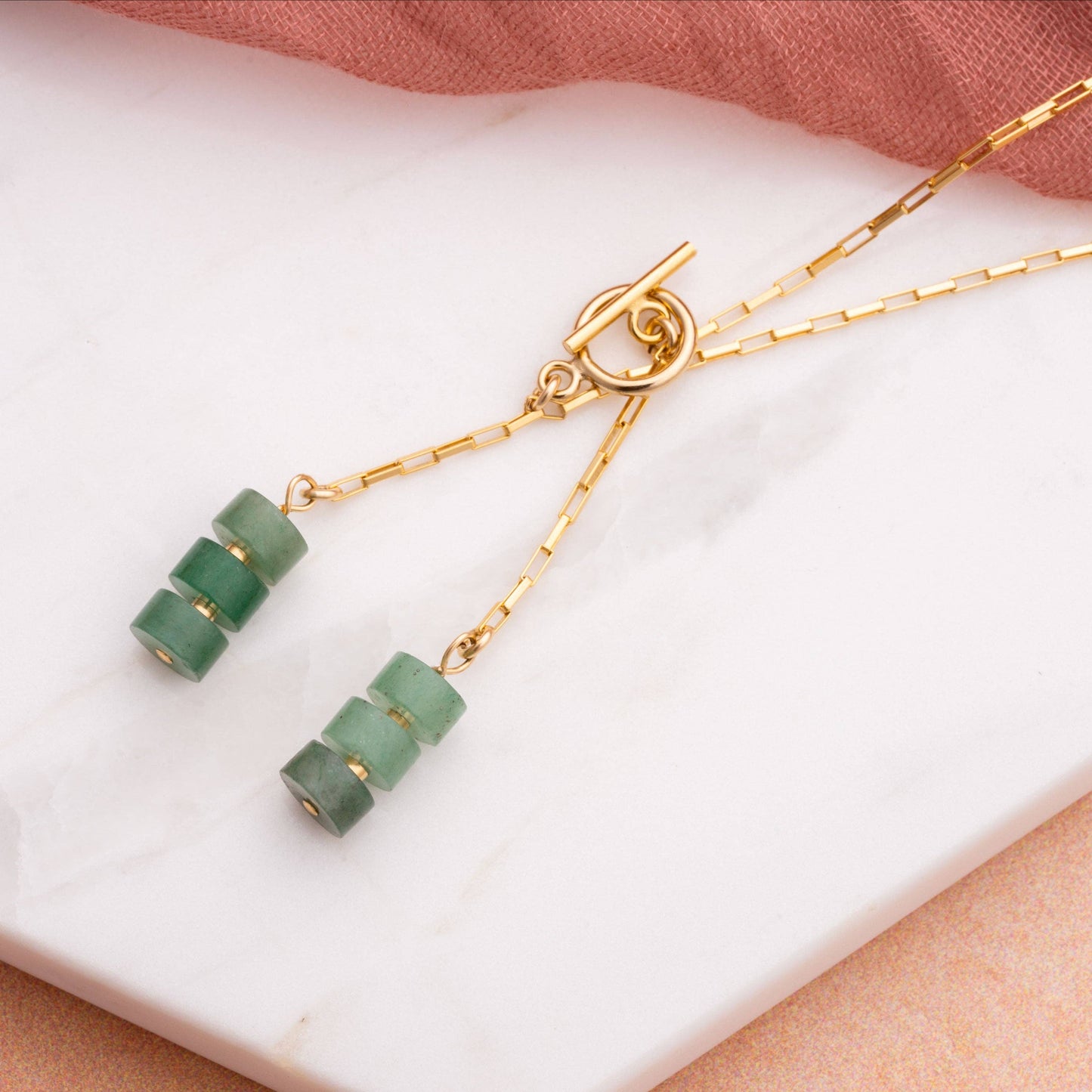 Aventurine Beaded Toggle Necklace
