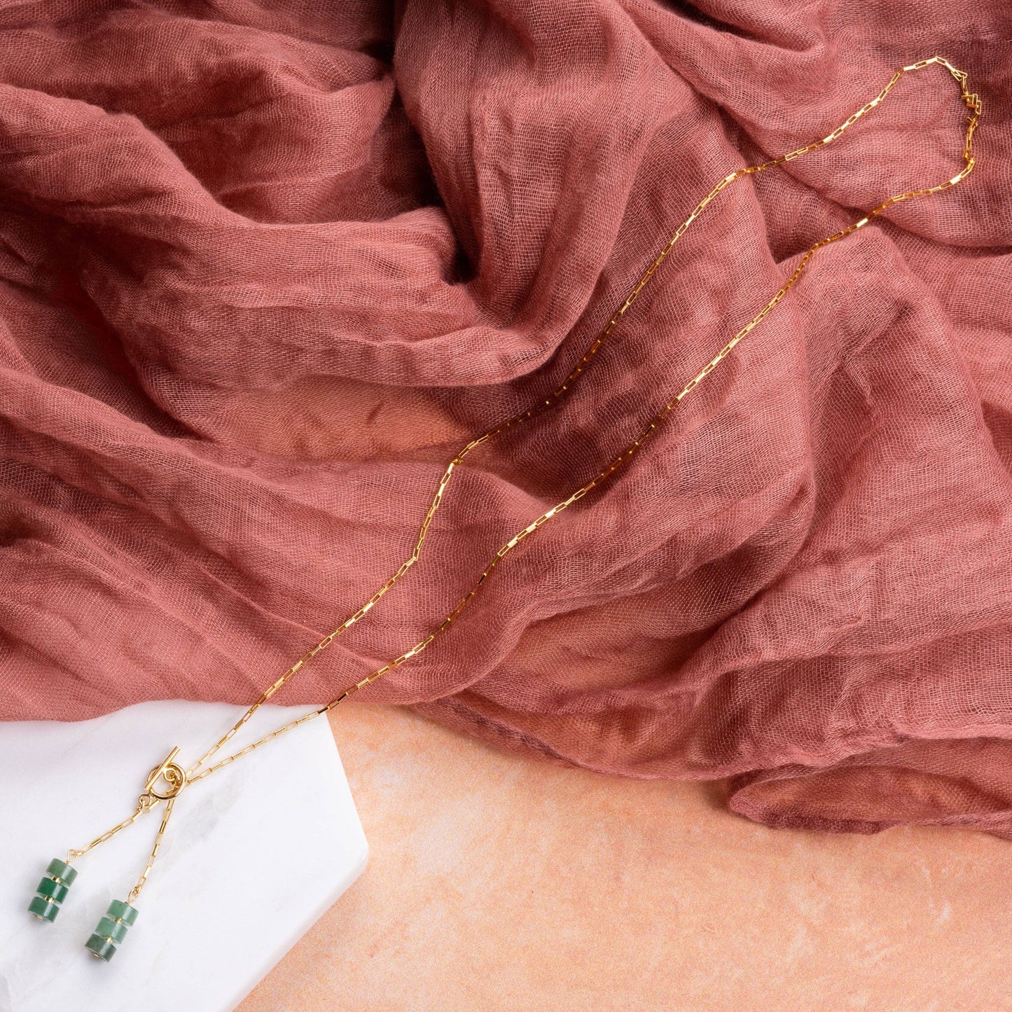 Aventurine Beaded Toggle Necklace