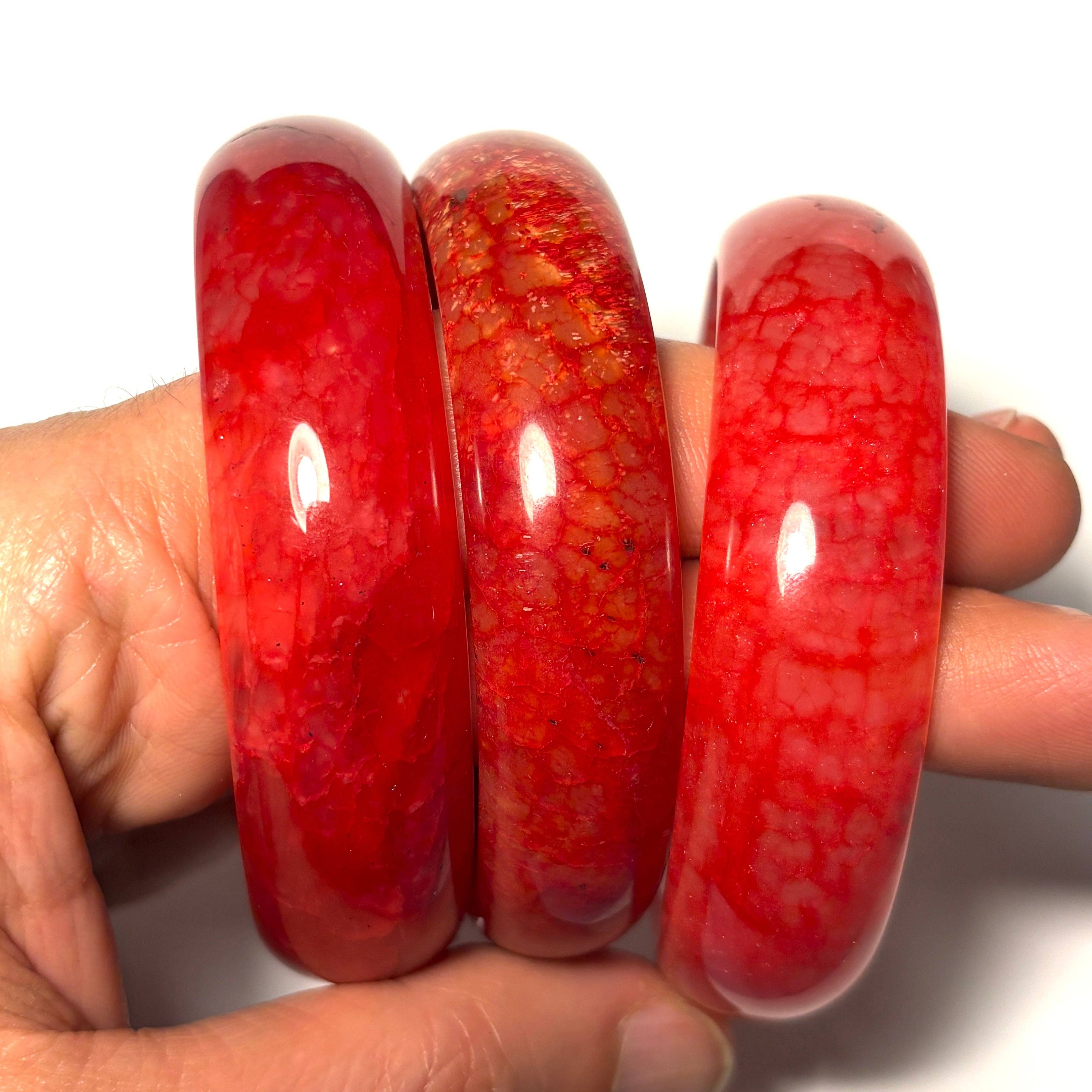 Blood Jade Bangle Bracelet - 60 mm