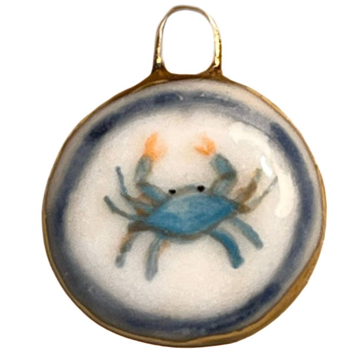 Shá Parlé Hand Painted Porcelain Blue Crab Charm