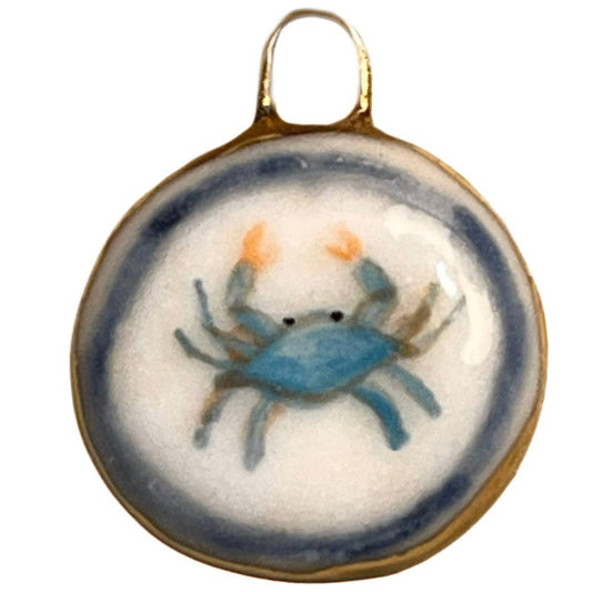 Shá Parlé Hand Painted Porcelain Blue Crab Charm