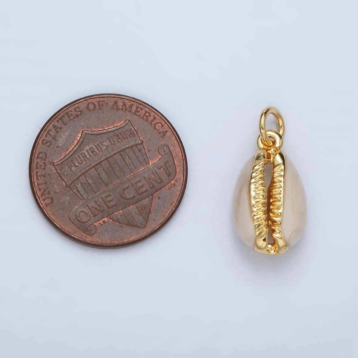 24K Gold Filled White Enamel Cowrie Shell Clam Charm