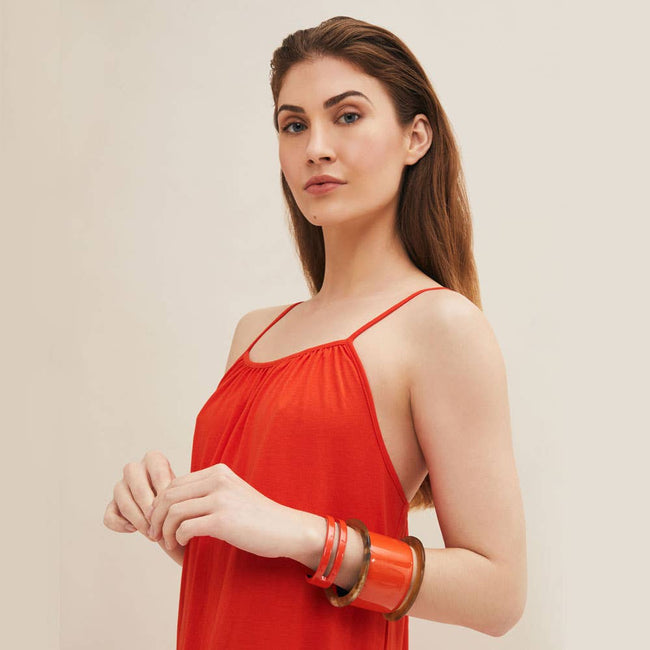 Orange Horn Cuff Bracelet