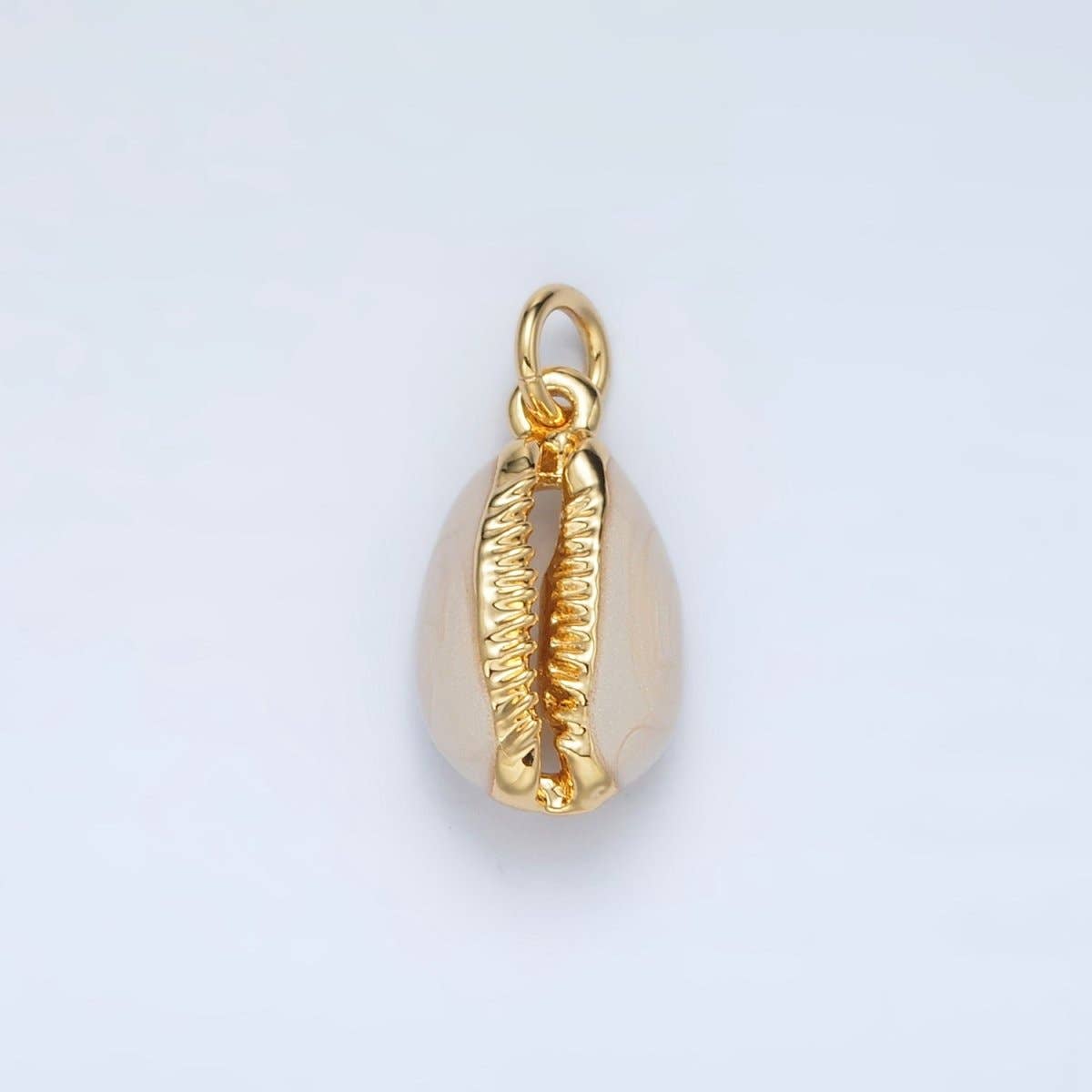 24K Gold Filled White Enamel Cowrie Shell Clam Charm