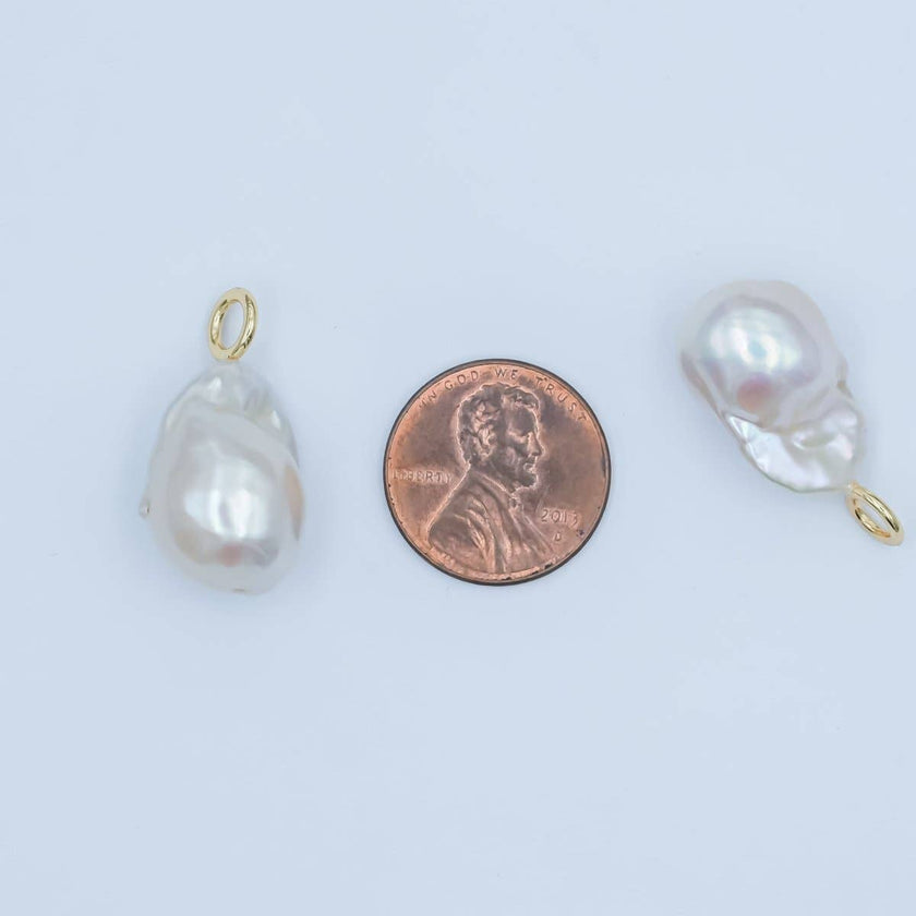 24K Gold Filled White Baroque Freshwater Pearl Pendant